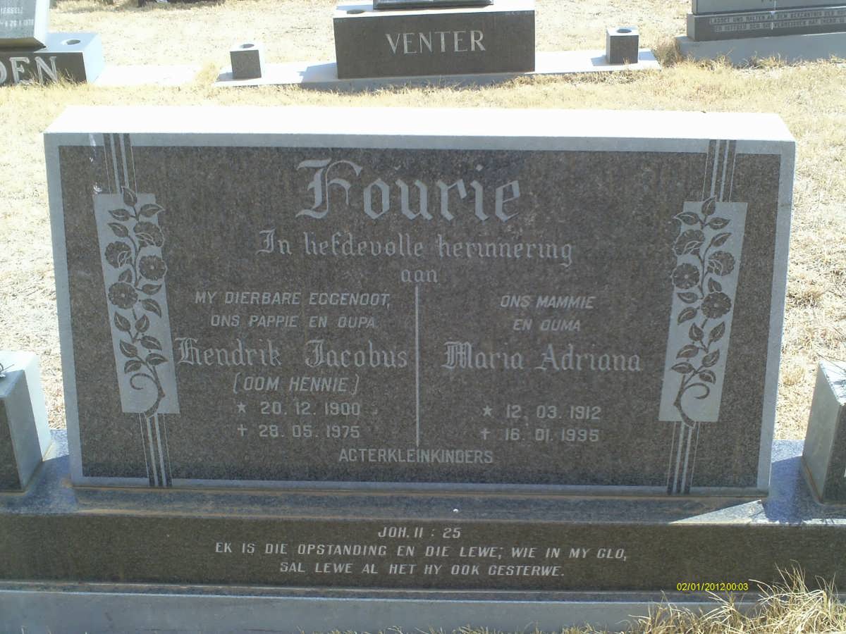 FOURIE Hendrik Jacobus 1900-1975 &amp; Maria Adriana 1912-1995