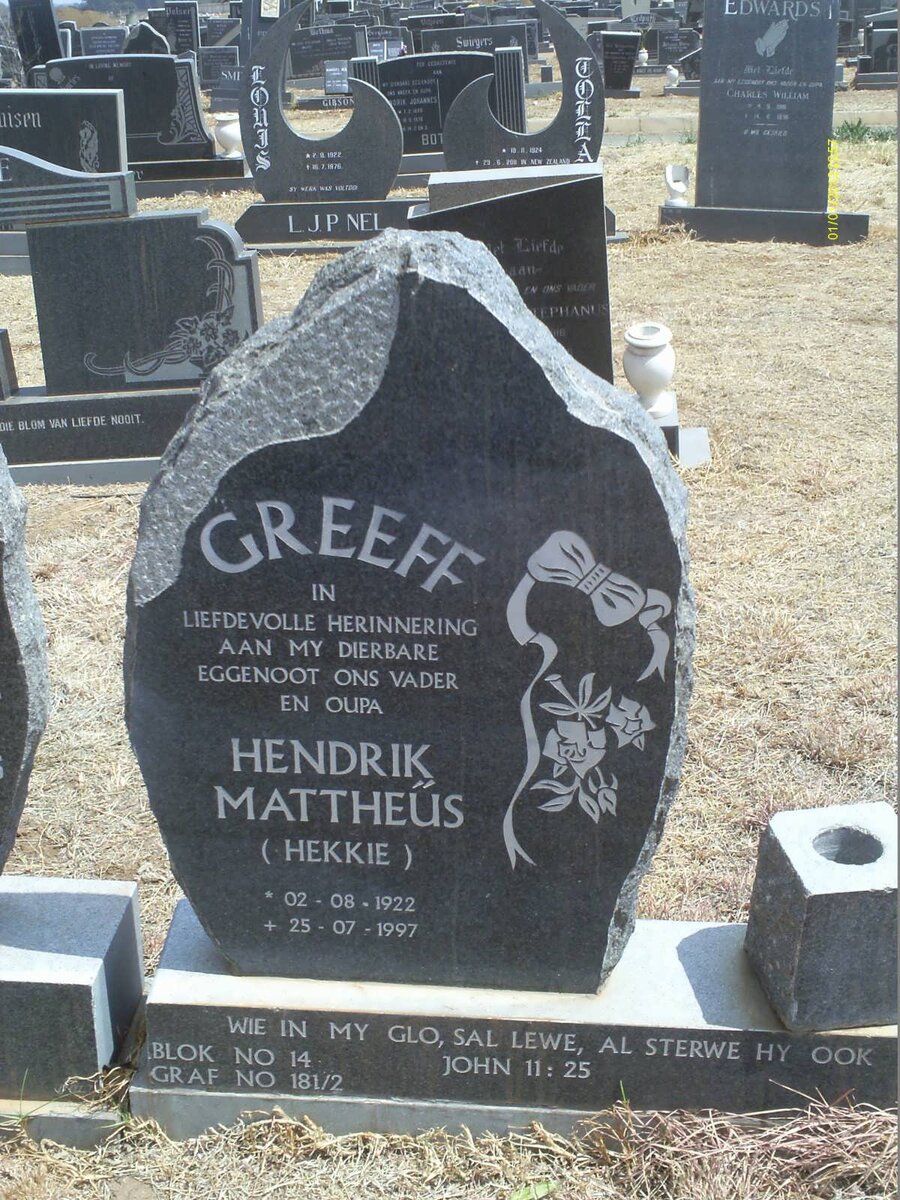 GREEFF Hendrik Mattheus 1922-1997