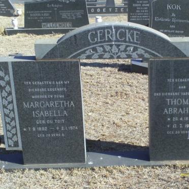 GERICKE Thomas Abraham 1890-1988 &amp; Margaretha Isabella DU TOIT 1892-1974