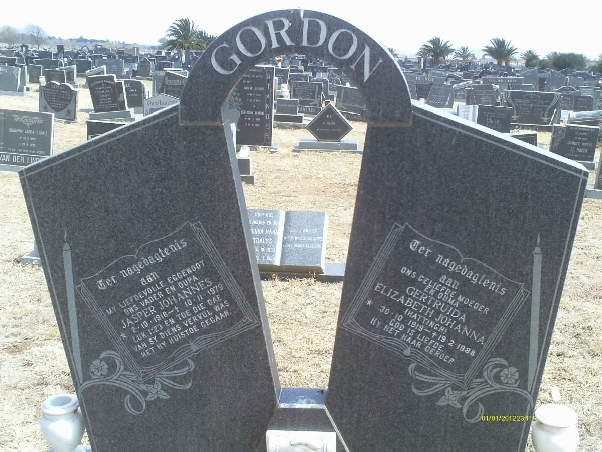 GORDON Jasper Johannes 1918-1979 &amp; Gertruida Elizabeth Johanna HATTINGH 1919-1988