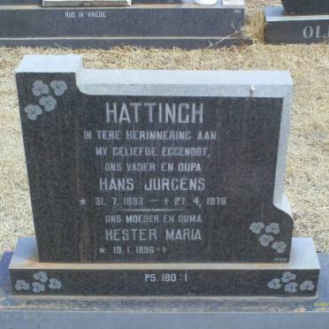 HATTINGH Hans Jurgens 1893-1978 &amp; Hester Maria 1896-
