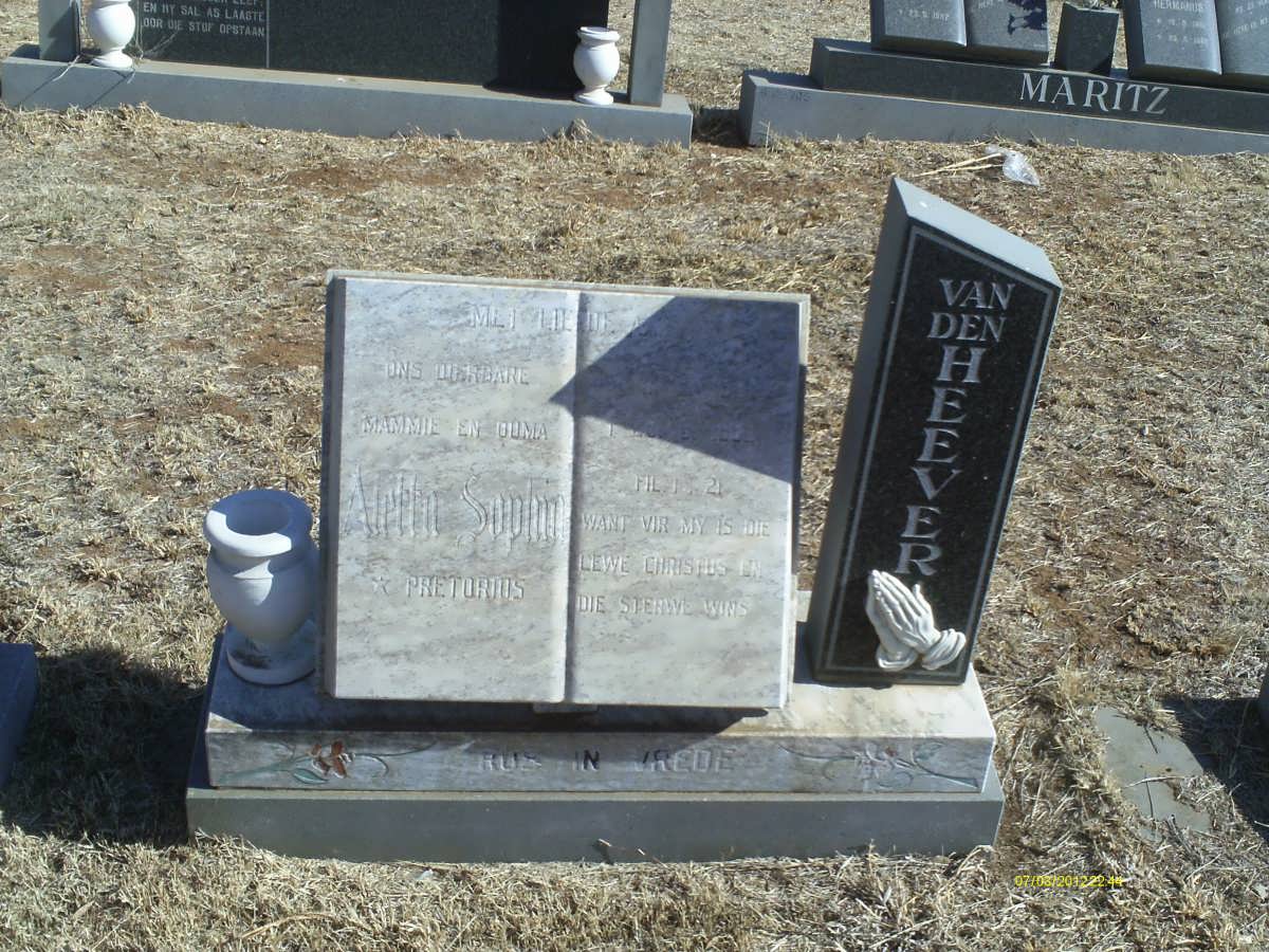 HEEVER Aletta Sophia, van den nee PRETORIUS