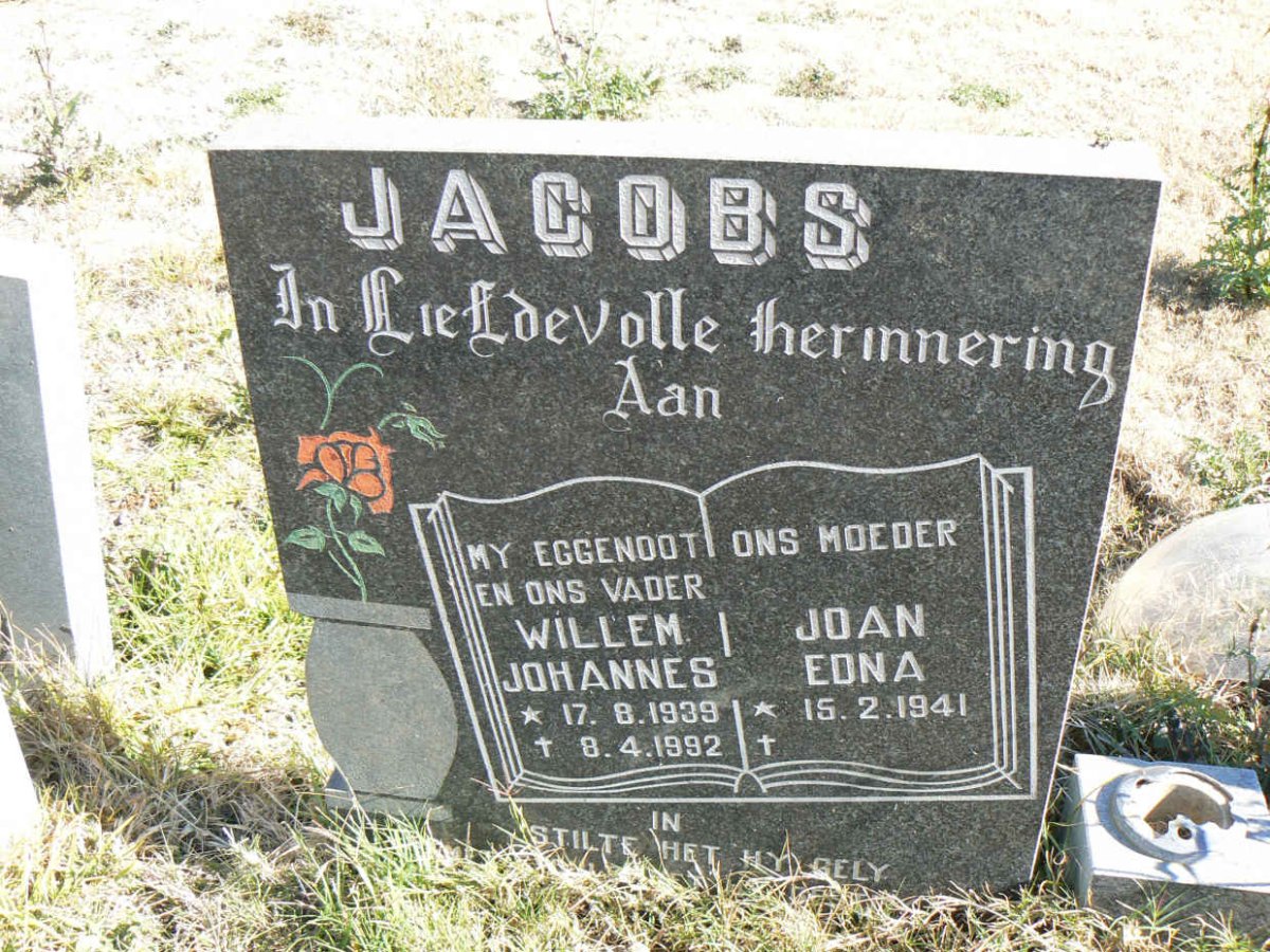 JACOBS Willem Johannes 1939-1992 &amp; Joan Edna 1941-