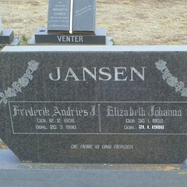 JANSEN Frederik Andries J. 1906-1980 &amp; Elizabeth Johanna 1908-1986