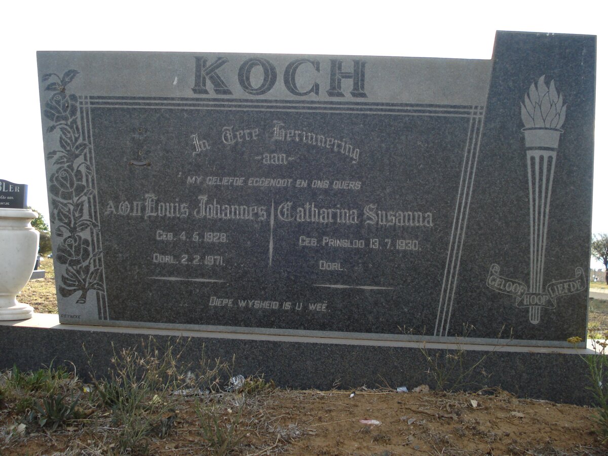 KOCH Louis Johannes 1928-1971 &amp; Catharina Susanna PRINSLOO 1930-