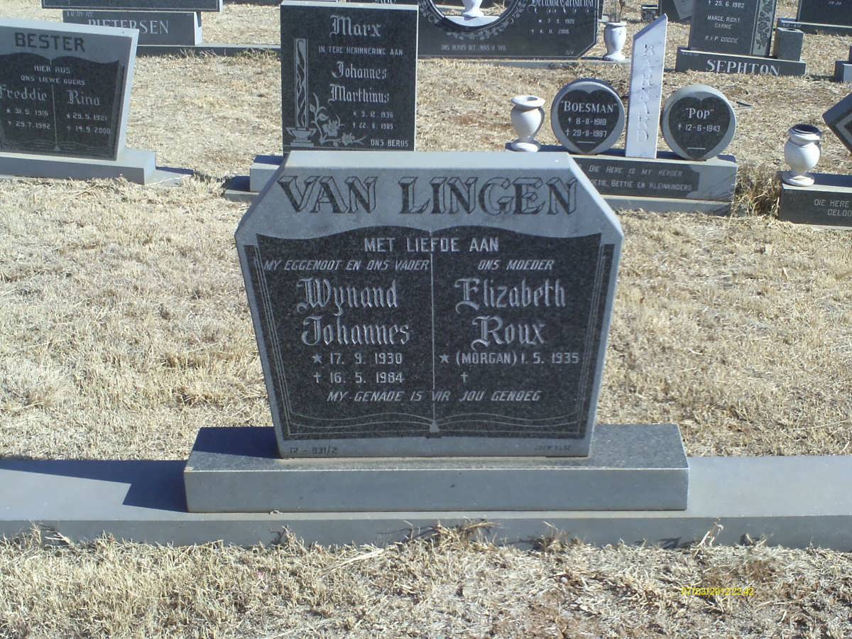 LINGEN Wynand Johannes, van 1930-1984 &amp; Elizabeth Roux MORGAN 1935-
