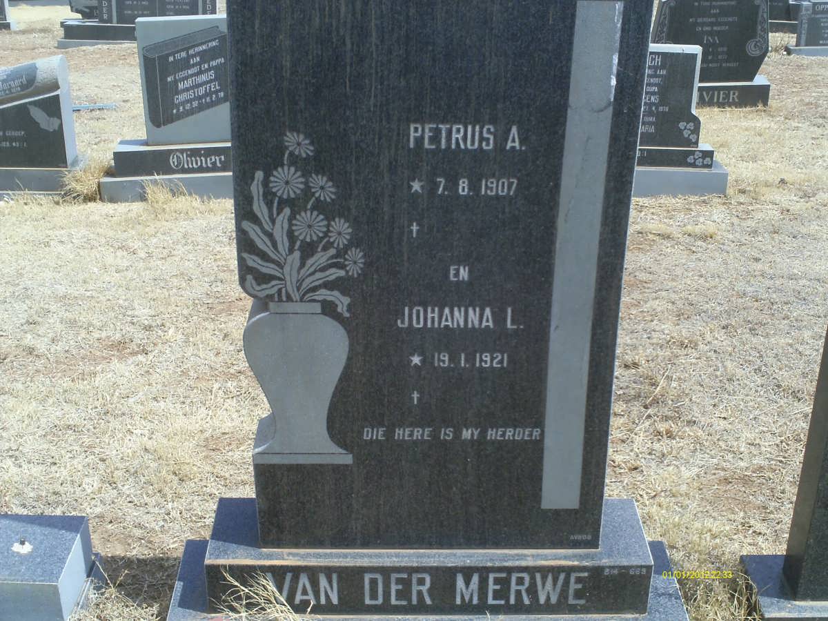 MERWE Petrus, van der 1907- &amp; Johanna L. 1921-