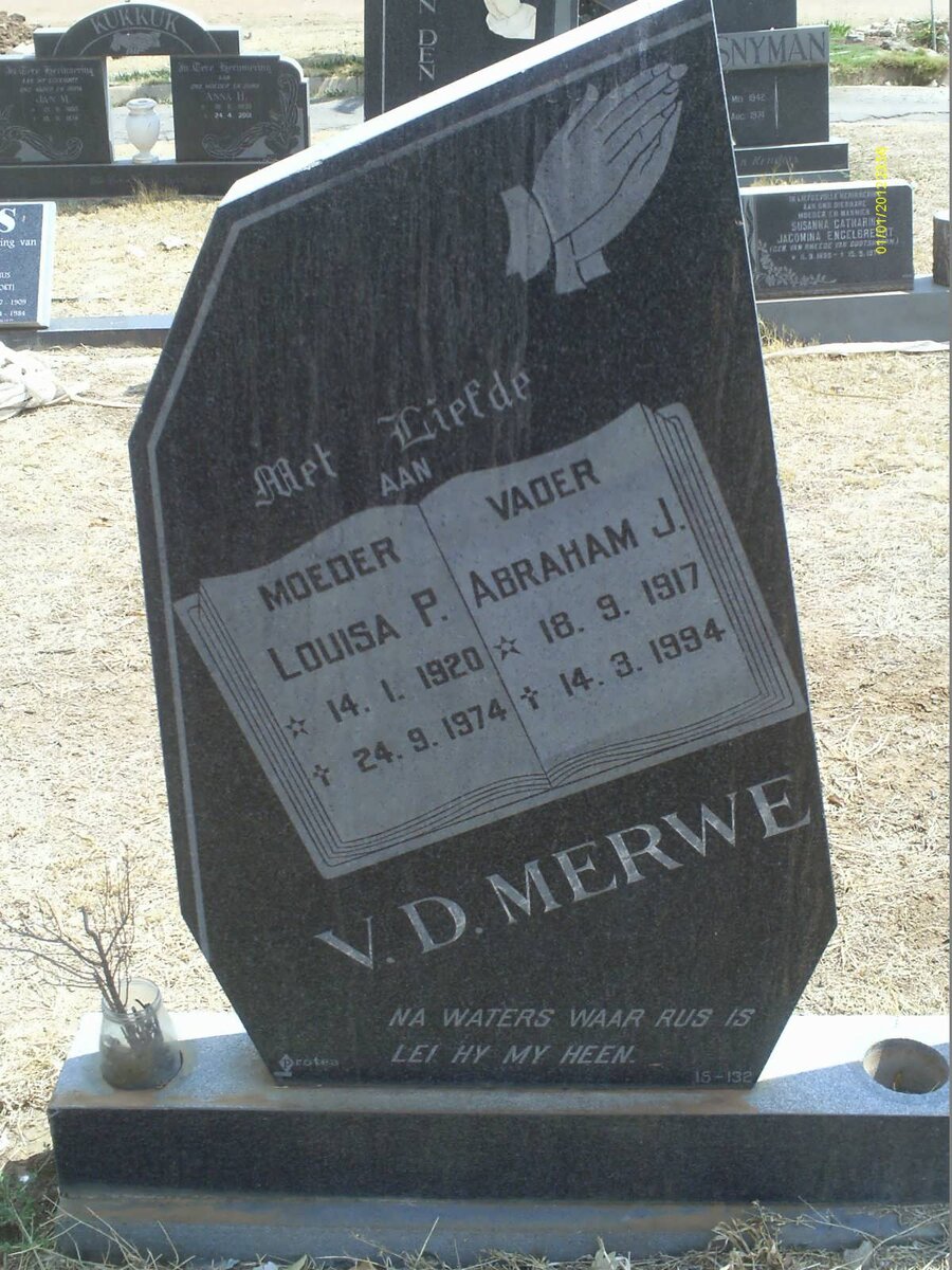 MERWE Abraham J., v.d. 1917-1994 &amp; Louisa P. 1920-1974