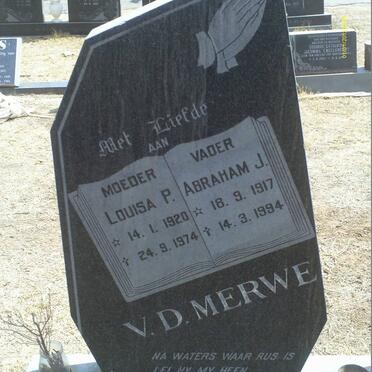 MERWE Abraham J., v.d. 1917-1994 &amp; Louisa P. 1920-1974