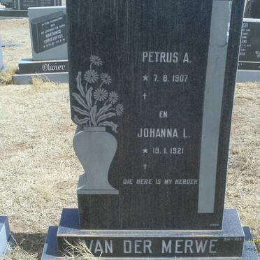 MERWE Petrus, van der 1907- &amp; Johanna L. 1921-