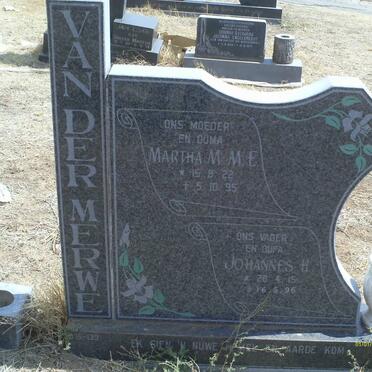 MERWE Johannes H., van der 1915-1996 &amp; Martha M.M.E. 1922-1995