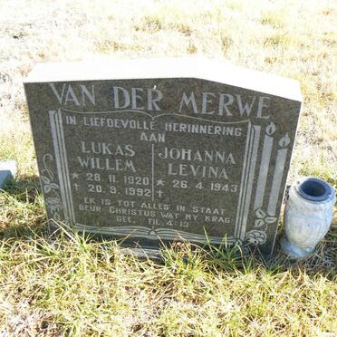 MERWE Lukas Willem, van der 1920-1992 &amp; Johanna Levina 1943-