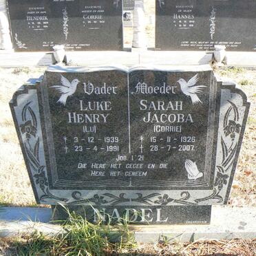 NADEL Luke Henry 1939-1991 &amp; Sarah Jacoba 1926-2007