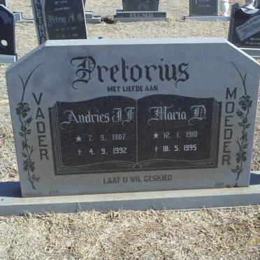PRETORIUS Andries J.F. 1907-1992 &amp; Maria D. 1910-1995