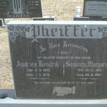 PHEIFFER Andries Hendrik 1892-1976 &amp; Susanna Margaretha 1900-1997