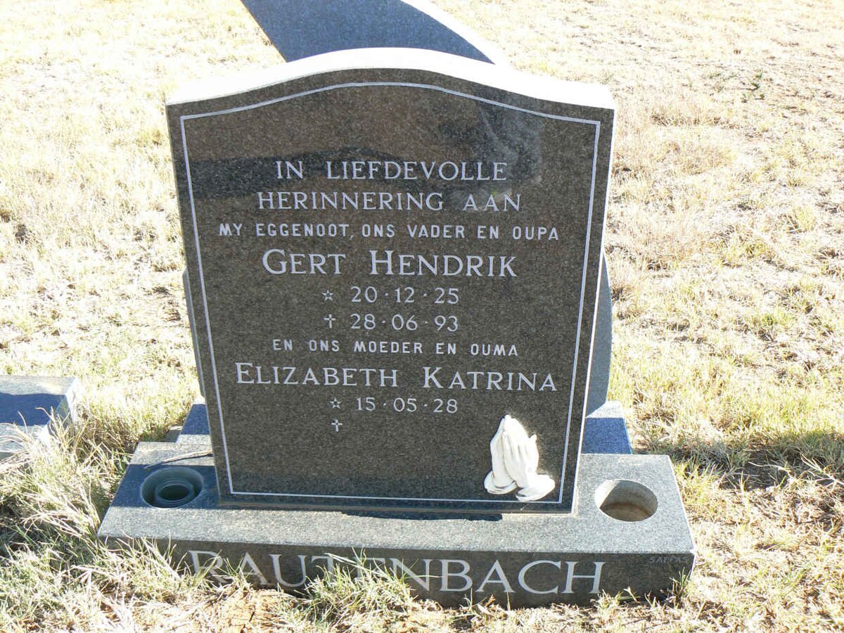 RAUTENBACH Gert Hendrik 1925-1993 &amp; Elizabeth Katrina 1928-