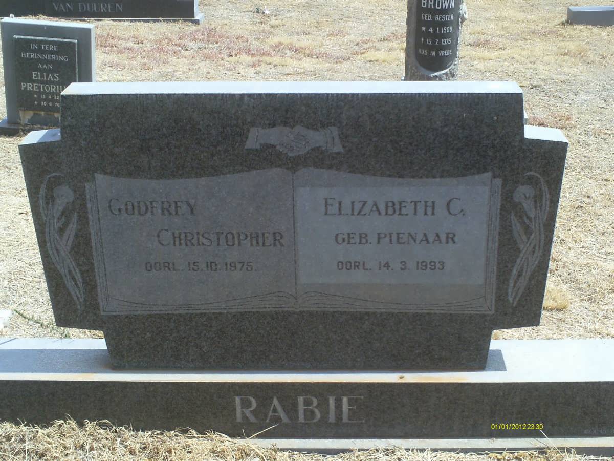 RABIE Godfrey Christopher -1975 &amp; Elizabeth C. PIENAAR -1993