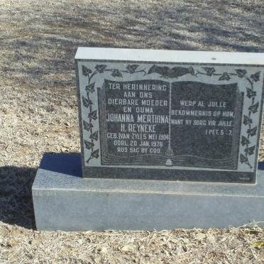 REYNEKE Johanna Merthina H. nee VAN ZYL 1904-1976