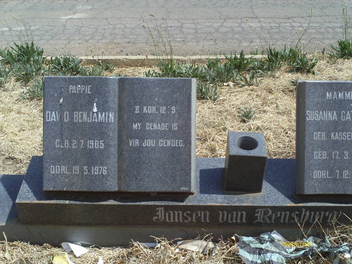RENSBURG David Benjamin, Jansen van 1905-1976