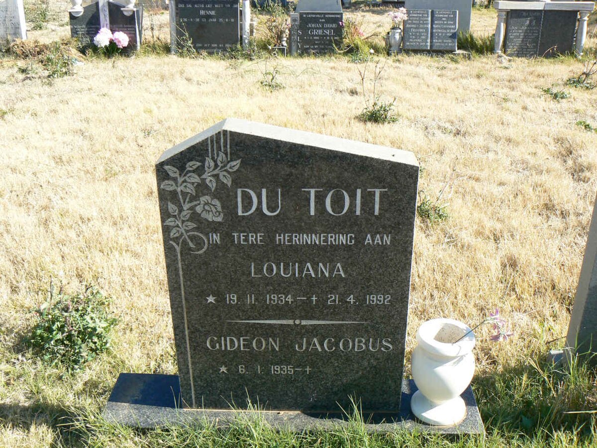 TOIT Gideon Jacobus, du 1935- &amp; Louiana 1934-1992