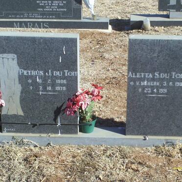 TOIT Petrus J., du 1906-1979 &amp; Aletta S. VAN NIEKERK 1905-1991