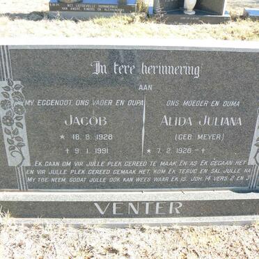 VENTER Jacob 1928-1991 &amp; Alida Juliana MEYER 1928-