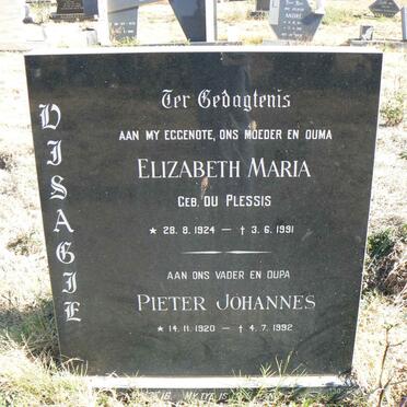 VISAGIE Pieter Johannes 1920-1992 &amp; Elizabeth Maria DU PLESSIS 1924-1991
