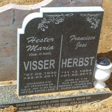 VISSER Hester Maria nee O`NEIL 1930-2011 :: HERBST Francisco Jose 1984-2013