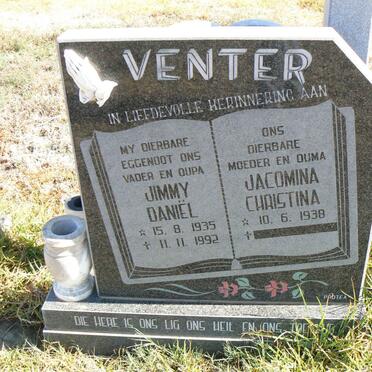 VENTER Jimmy Daniel 1935-1992 &amp; Jacomina Christina 1938-