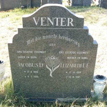 VENTER Jacobus D. 1916-1993 &amp; Elizabeth E.F. 1918-1991