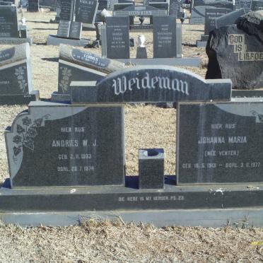 WEIDEMAN Andries W.J. 1903-1974 &amp; Johanna Maria VENTER 1913-1977