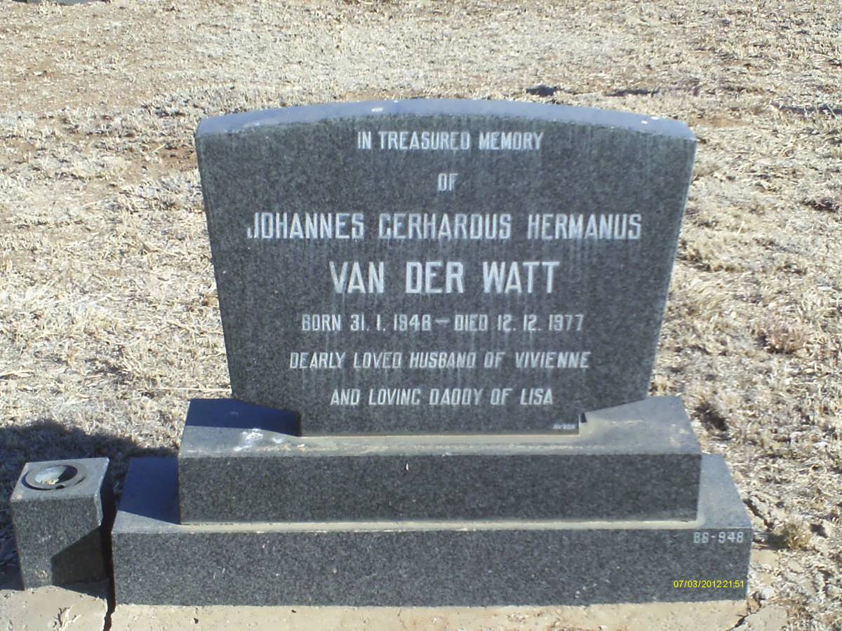 WATT Johannes Gerhardus Hermanus, van der 1948-1977
