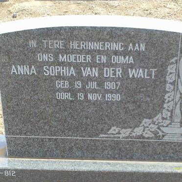 WALT Anna Sophia, van der 1907-1990