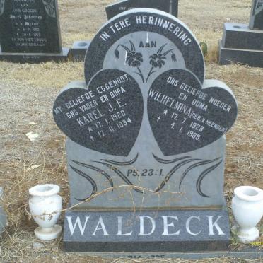 WALDECK Karel J.F. 1920-1984 &amp; Wilhelmina V. HEERDEN 1928-1989