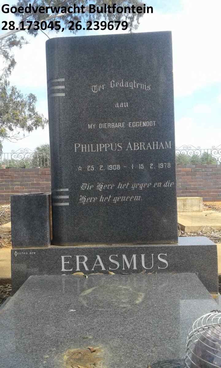 ERASMUS Philippus Abraham 1908-1978