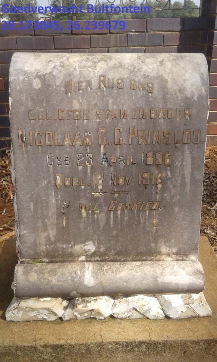 PRINSLOO Nicolaas C.G. 1896-1912