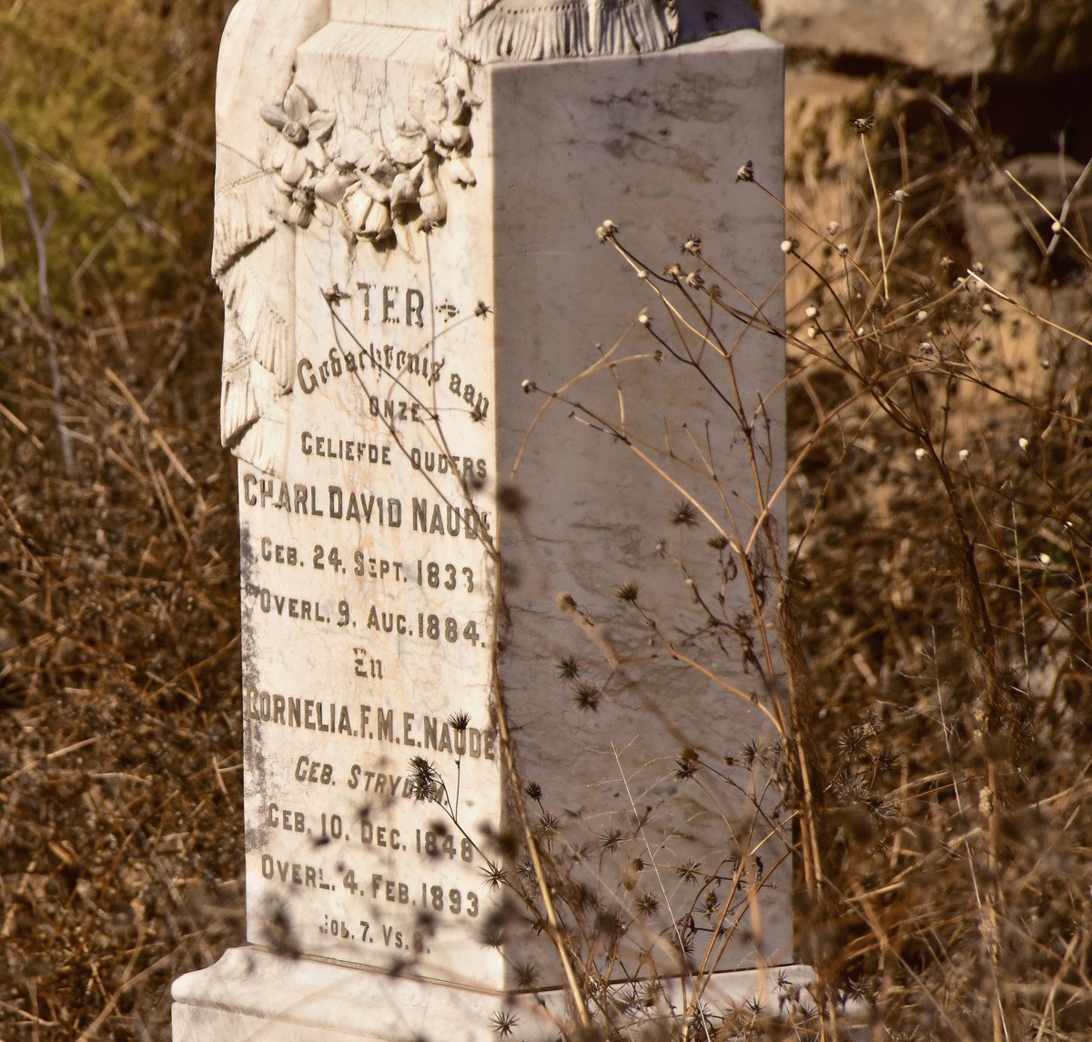 NAUDE Charl David 1833-1884 &amp; Cornelia F.M.E. STRYDOM 1848-1893