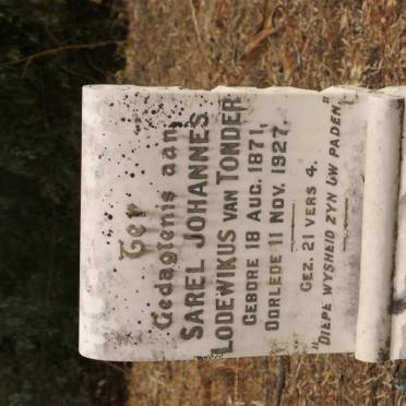 TONDER Sarel Johannes Lodewikus, van 1871-1927