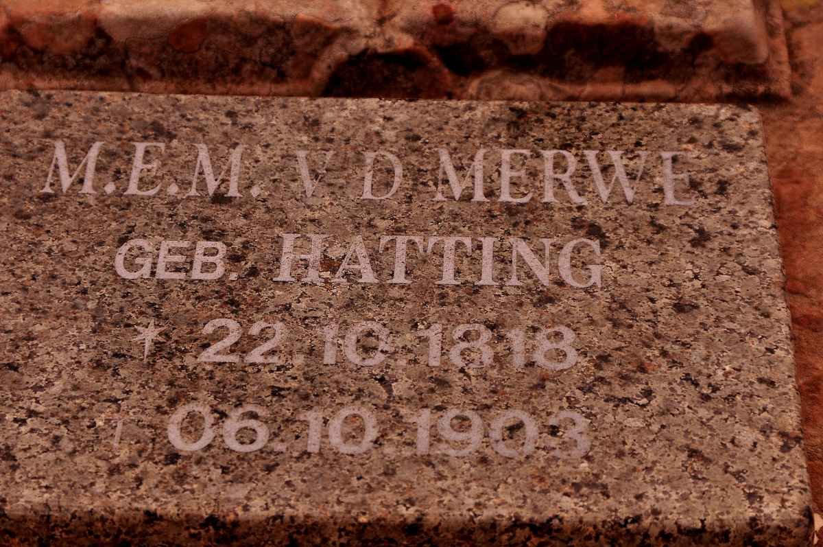 MERWE M.E.M., v.d. nee HATTING 1818-1903
