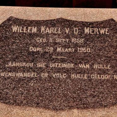 MERWE Willem Karel, v.d. 1858-1950