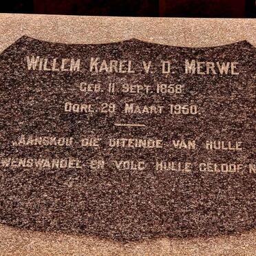 MERWE Willem Karel, v.d. 1858-1950