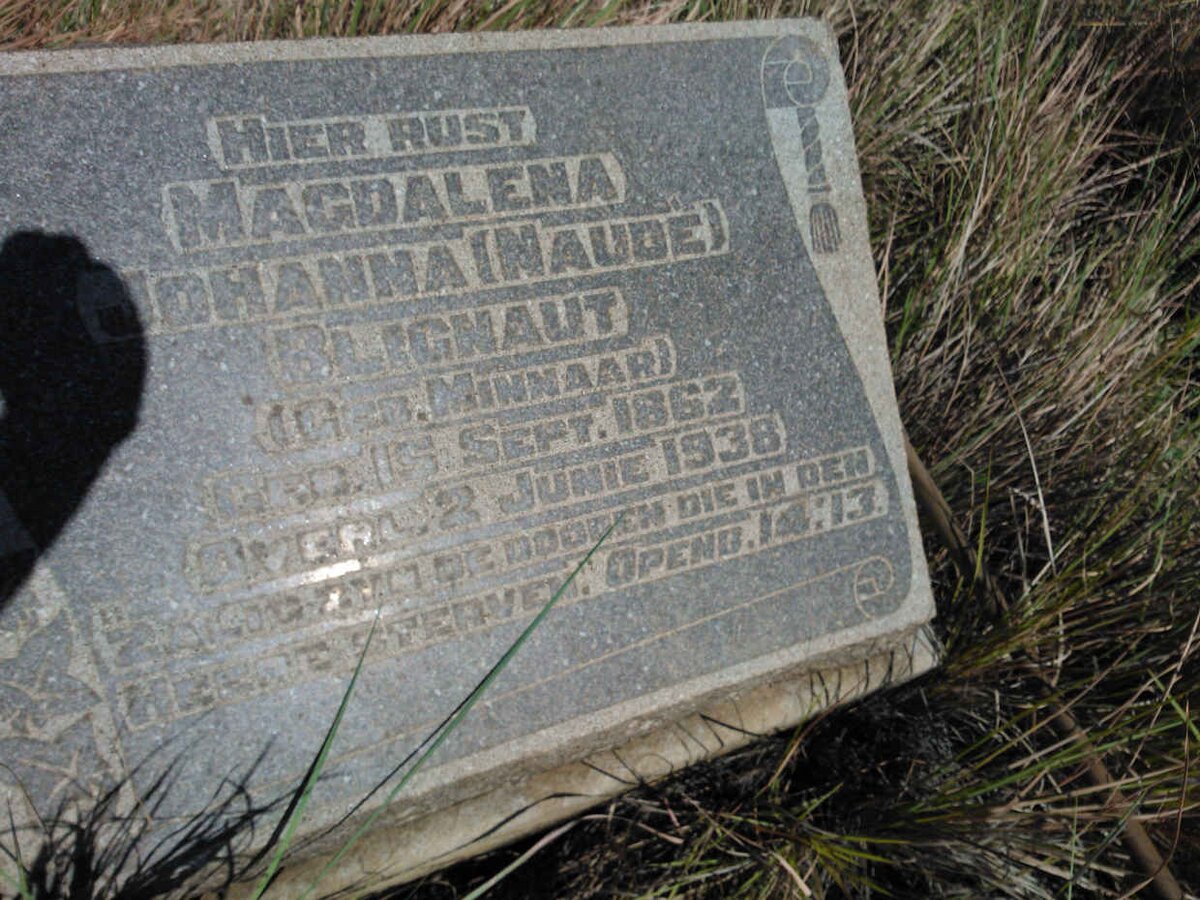 BLIGNAUT Magdalena Johanna previously NAUDE nee MINNAAR 1862-1938