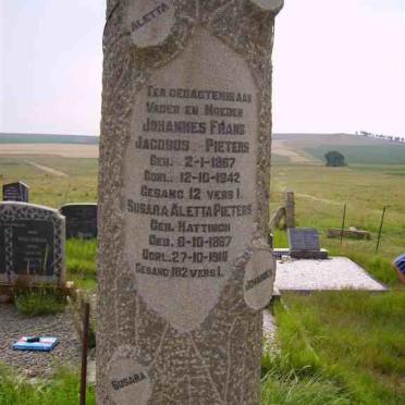 PIETERS Johannes Frans Jacobus 1867-1942 &amp; Susara Aletta HATTINGH 1867-1918