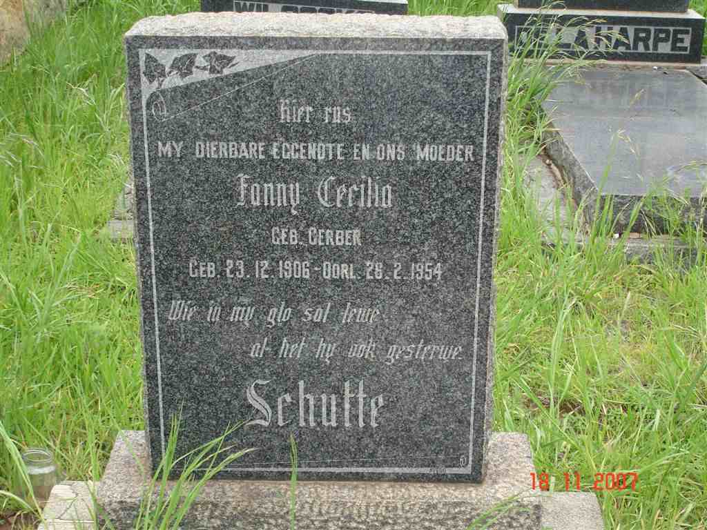 SCHUTTE Fanny Cecilia nee GERBER 1906-1954