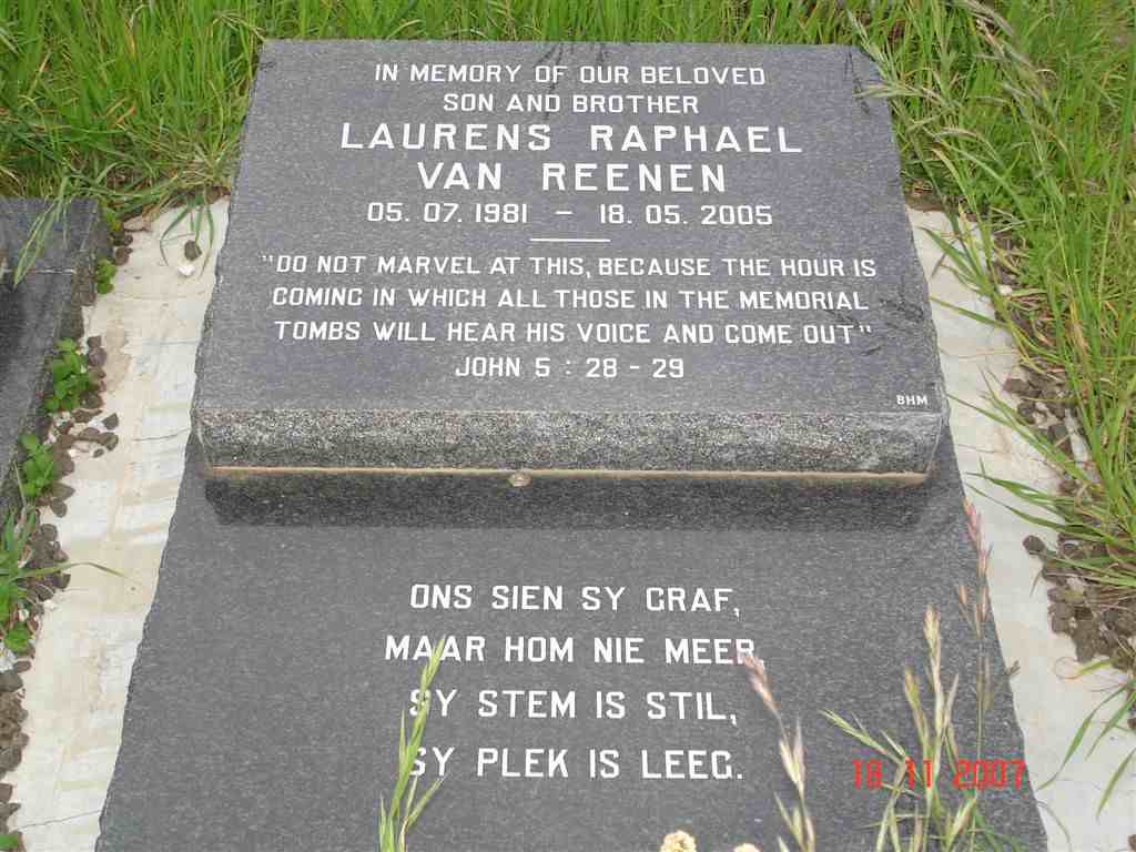 REENEN Laurens Raphael, van 1981-2005