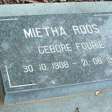 ROOS Mietha Roos nee FOURIE 1908-1999
