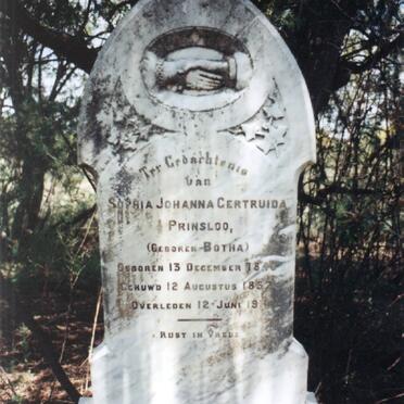 PRINSLOO Sophia Johanna Gertruida nee BOTHA 1840-1911