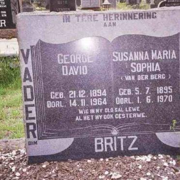 BRITZ George David 1894-1964 &amp; Susanna Maria Sophia VAN DER BERG 1895-1970