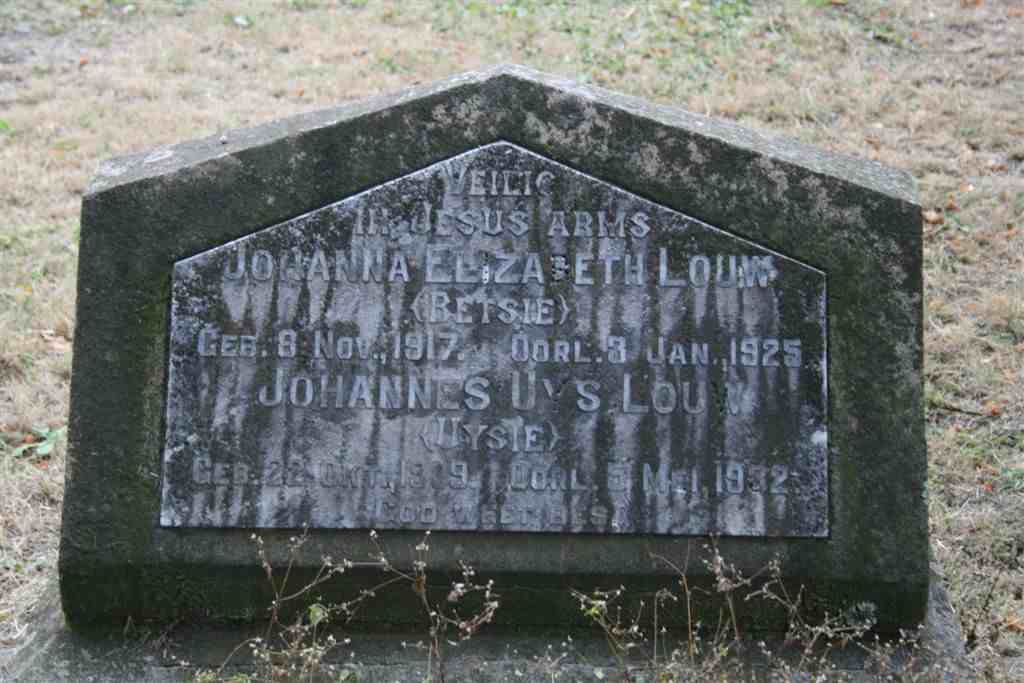 LOUW Johanna Elizabeth 1917-1925 :: LOUW Johannes Uys 1909-1932