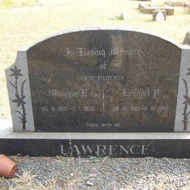 LAWRENCE Ernest P. 1905-1943 &amp; Maggie E. 1905-1953